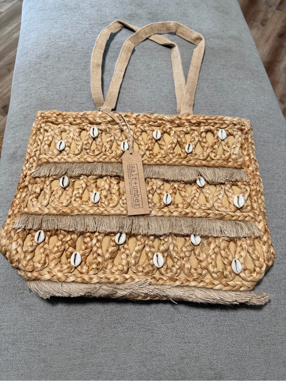 Salt + Umber Isla Jute Seashell Tote